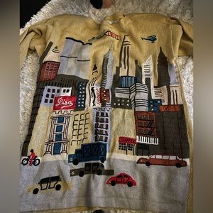 I love New York gold sweater with twin towers one-of-a-kind from a boutique
